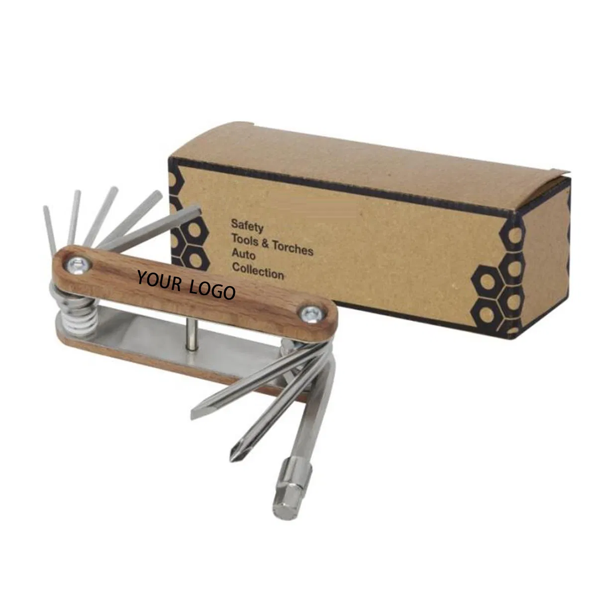 8 em 1 Ferramenta de Reparação de Bicicleta Portátil e Dobrável Mini Multitool com Logotipo Personalizado