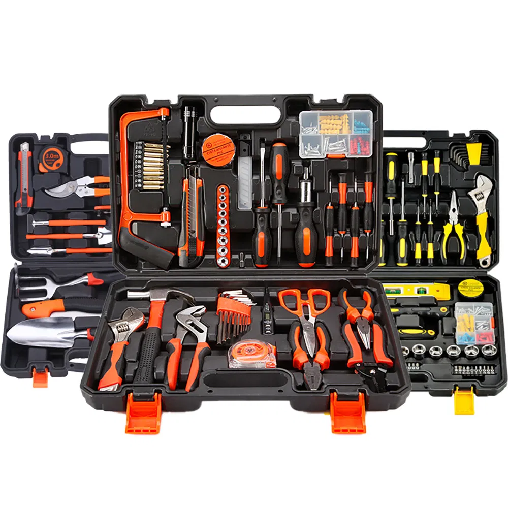 Conjunto de Ferramentas Manuais Mecânicas, Kit Profissional de Aço e Ferragens