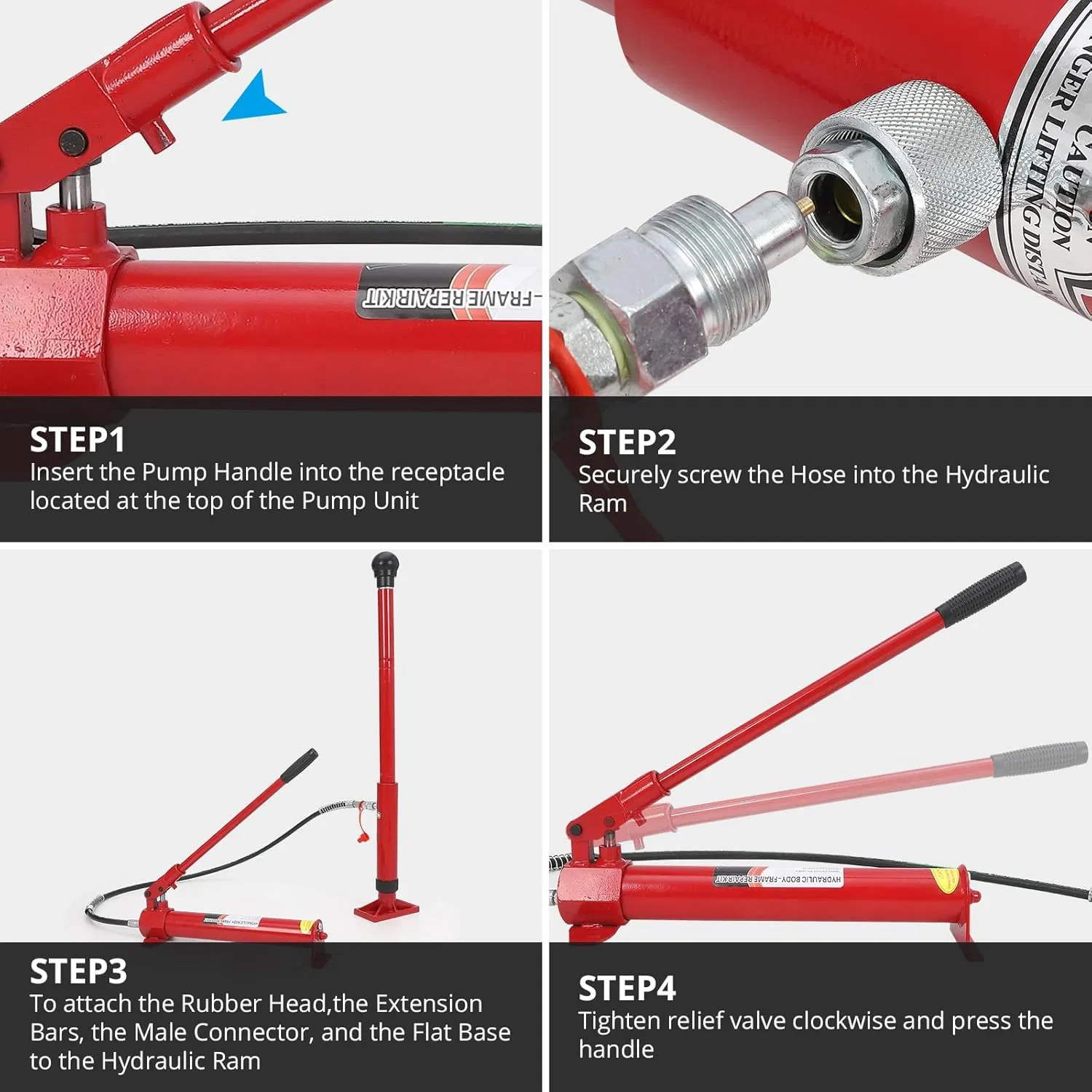 4 Kit de Reparação Ton Porta Power, Kit Hidráulico para Reparação de Carroceria, Ferramentas para Reparação de Estrutura Hidráulica