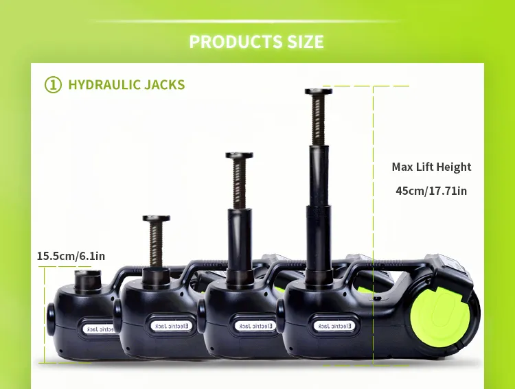 3in1 Kit de Reparação de Pneus com Macaco Hidráulico Elétrico Inflável e Caixa de Ferramentas com Chave