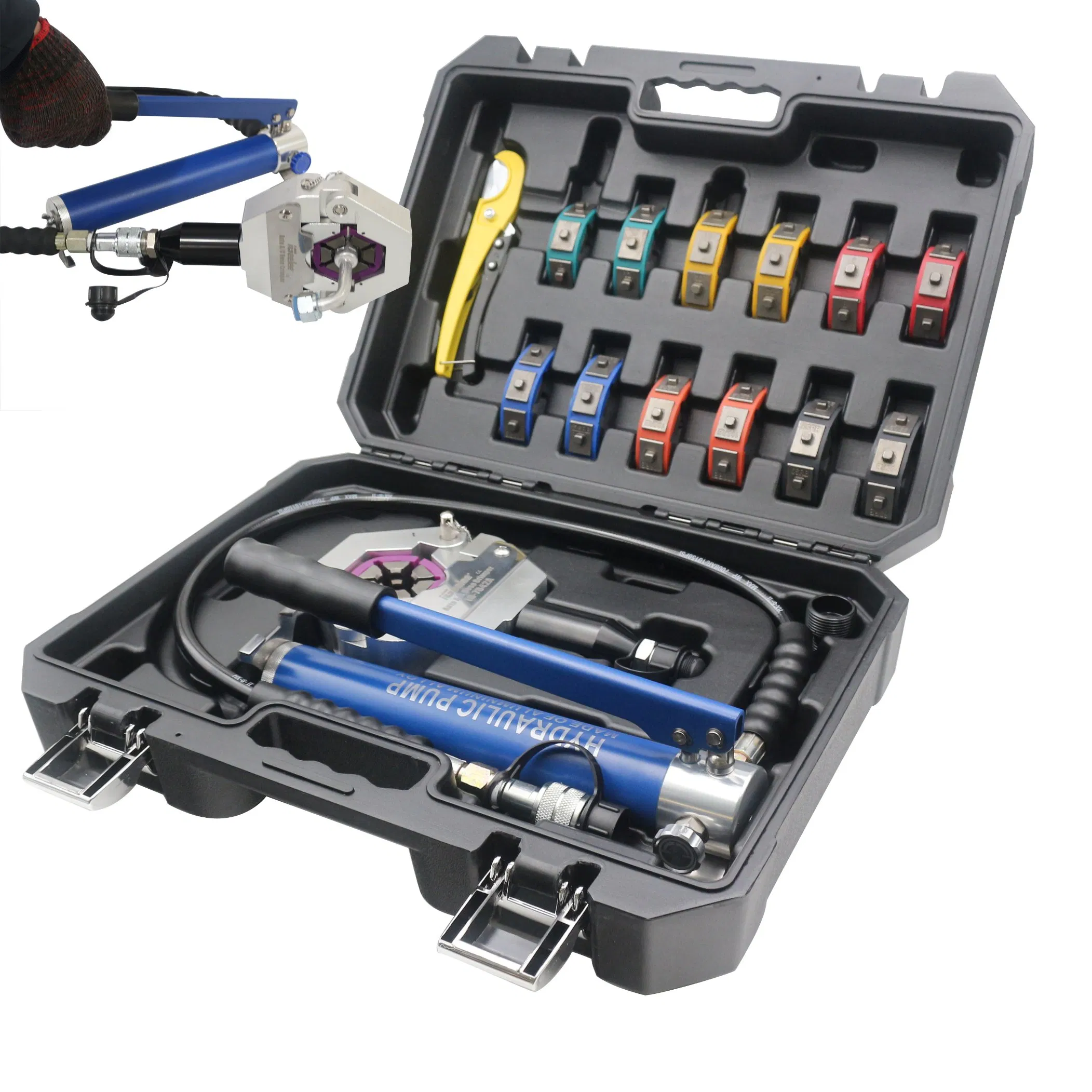 Kit de Crimpagem de Mangueiras Igeelee Ig-7842b Ferramenta Hidráulica para Reparar Tubos de Ar Condicionado para Reparo de Carros com Bomba