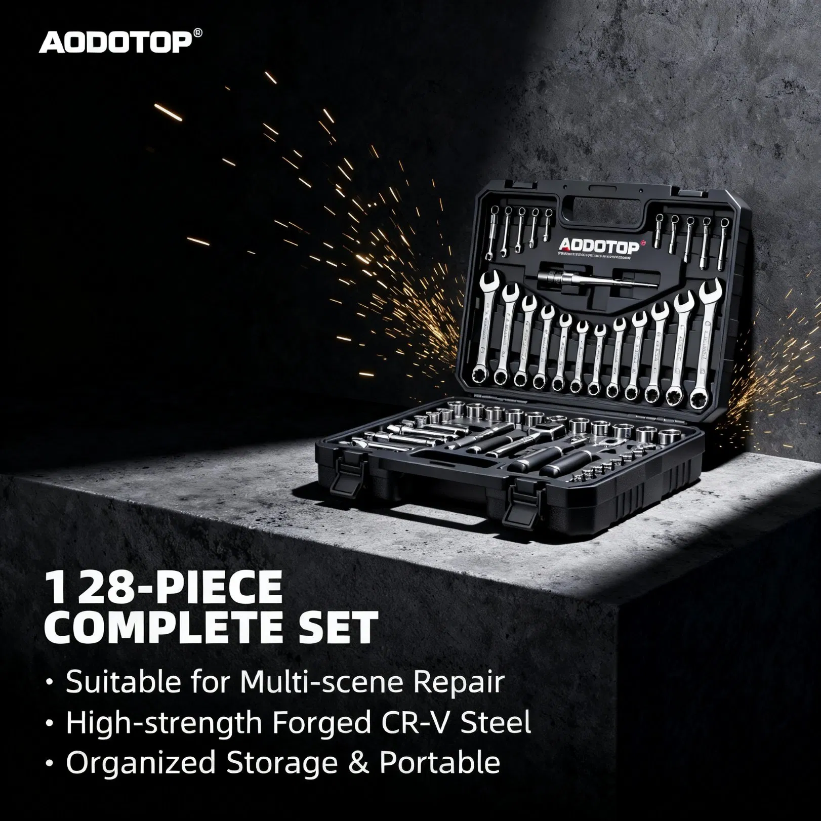 128PCS Conjunto de Ferramentas para Reparação de Automóveis, Estojo de Chave de Soquete, Kit de Ferramentas Manuais para Mecânico
