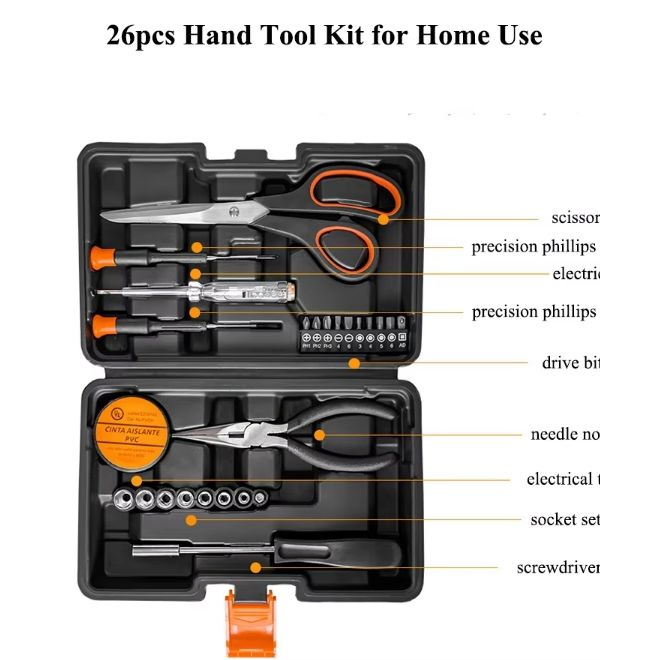 26PCS Kit de Ferramentas Manuais para Uso Doméstico Kit de Ferramentas Manuais para Casa