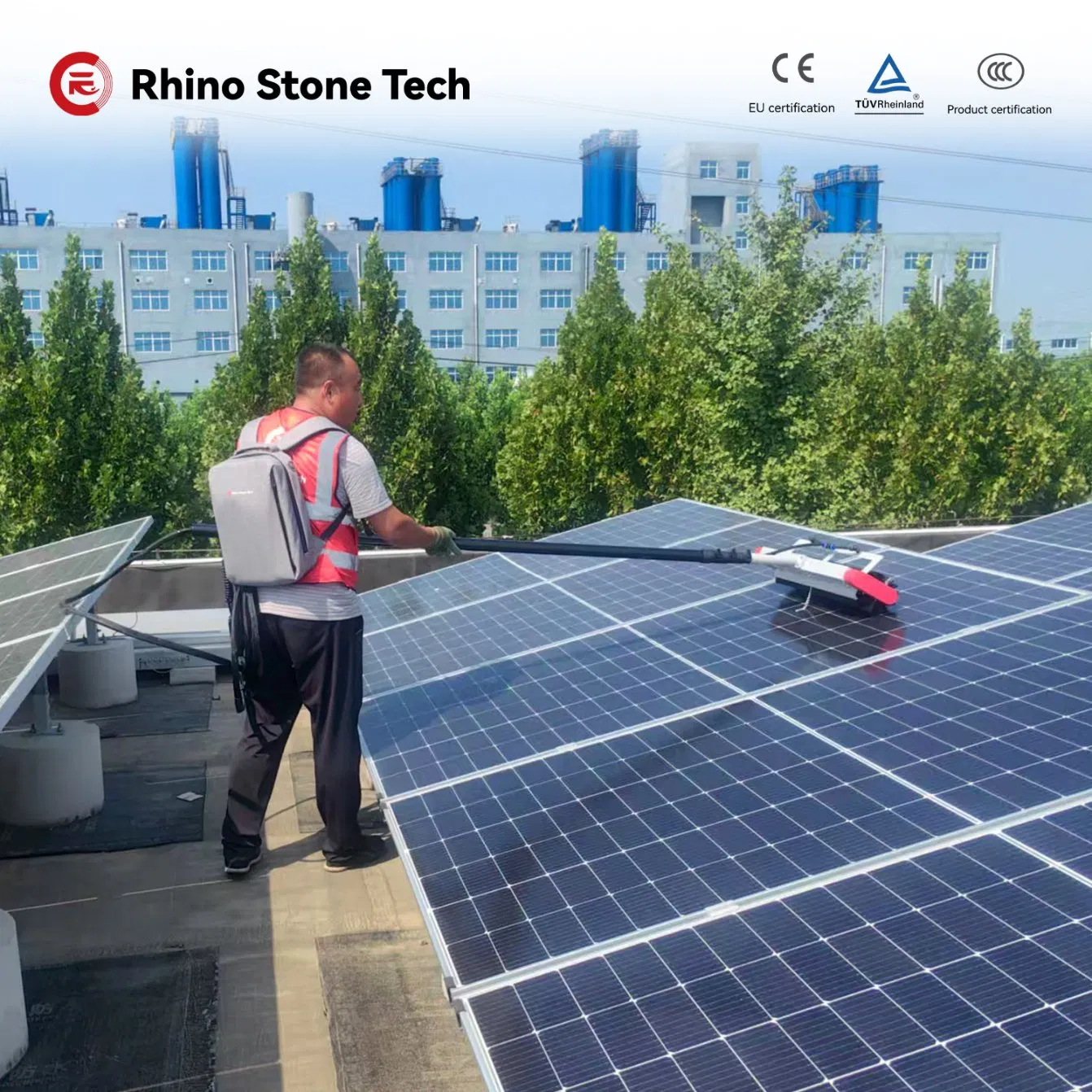Escova de Limpeza com Cerdas para Painéis Solares Multifuncional, Escovas de Limpeza para Módulos Fotovoltaicos, Kit de Sistema de Fazenda, Limpador Portátil com Bateria de Lítio