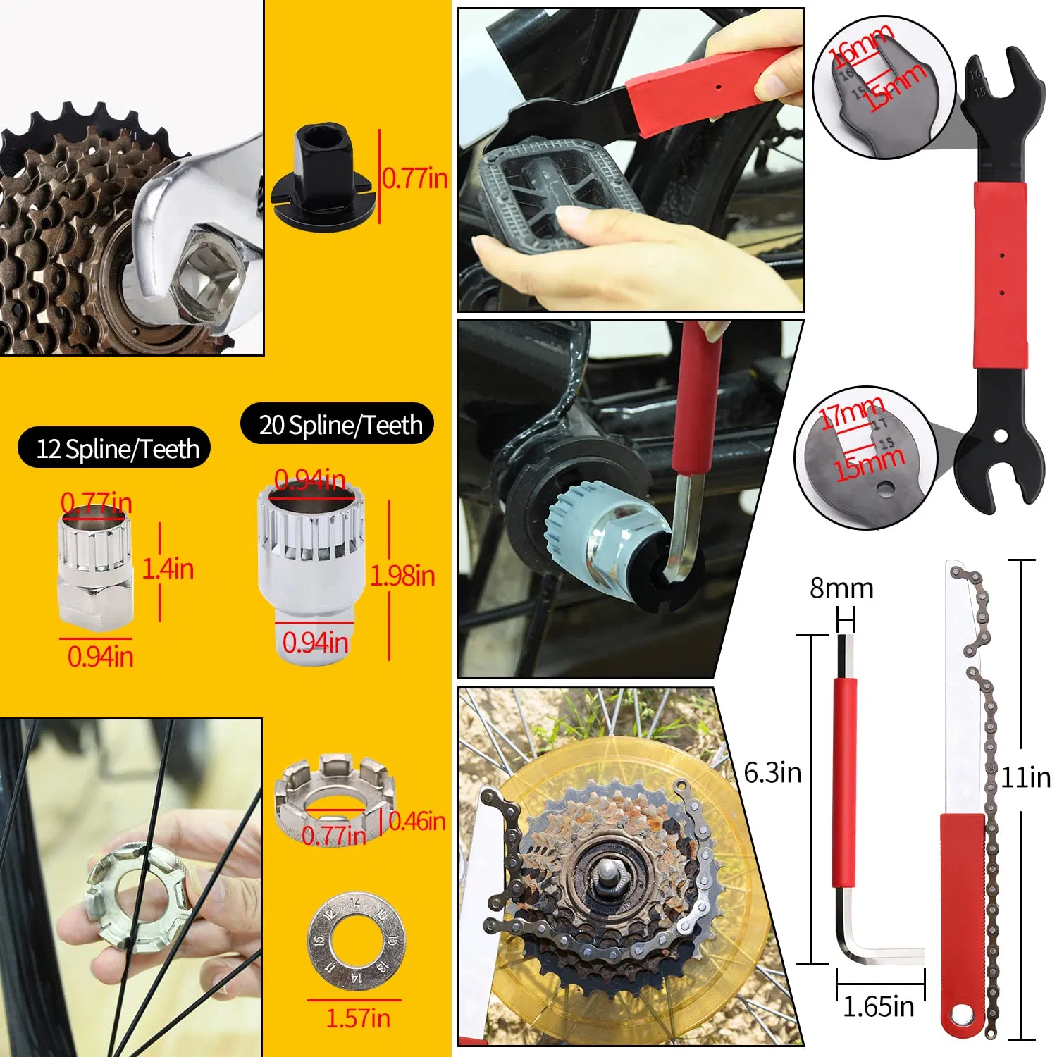 44PCS Conjunto de Ferramentas Profissionais para Reparação de Bicicletas Conjunto de Ferramentas de Manutenção de Bicicletas de Qualidade para Manutenção de Bicicletas de Montanha e de Estrada