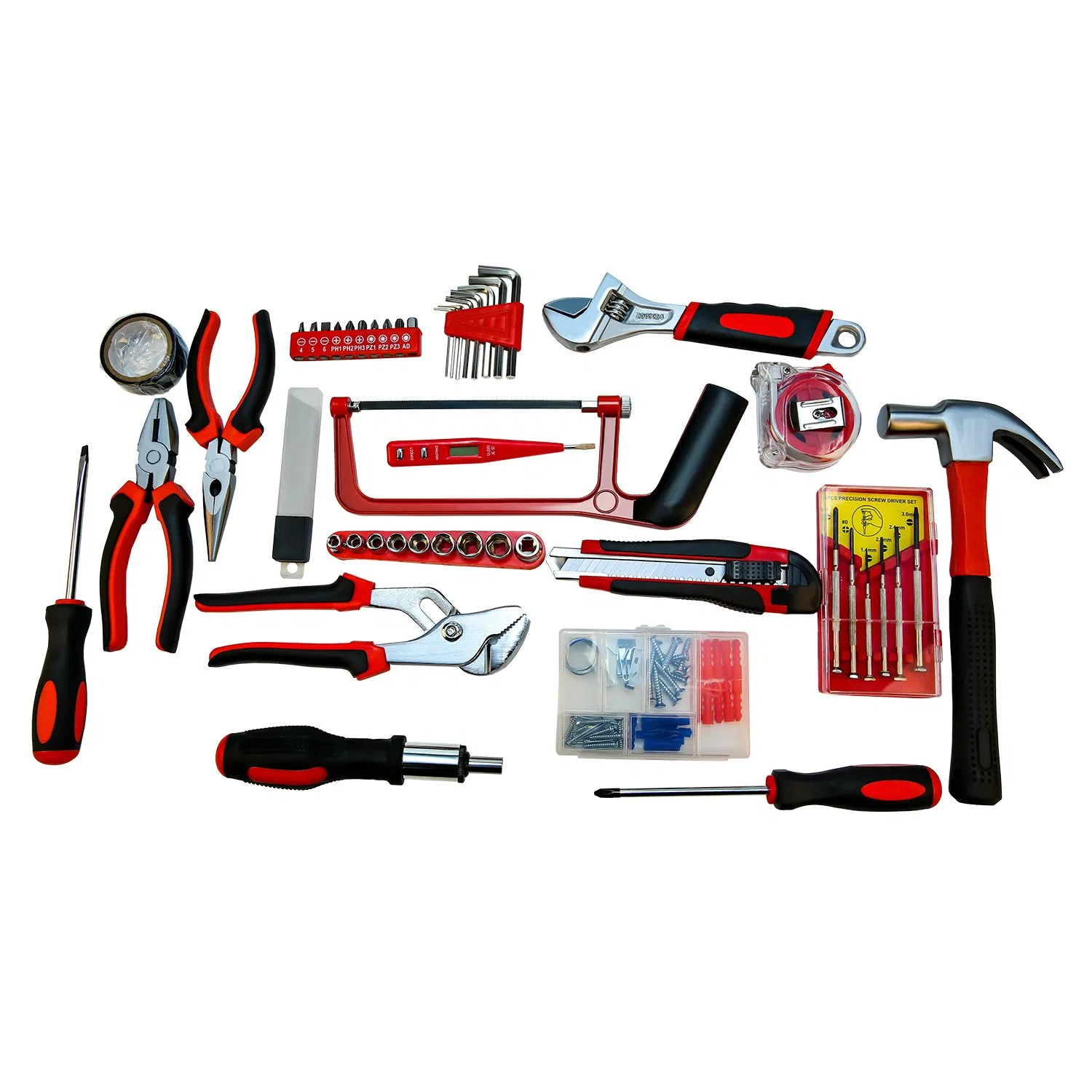Conjunto de Ferramentas para Casa Behappy 24PCS, Conjunto de Ferramentas Gerais para Reparos em Casa e Automóveis com Caixa de Ferramentas Sólida