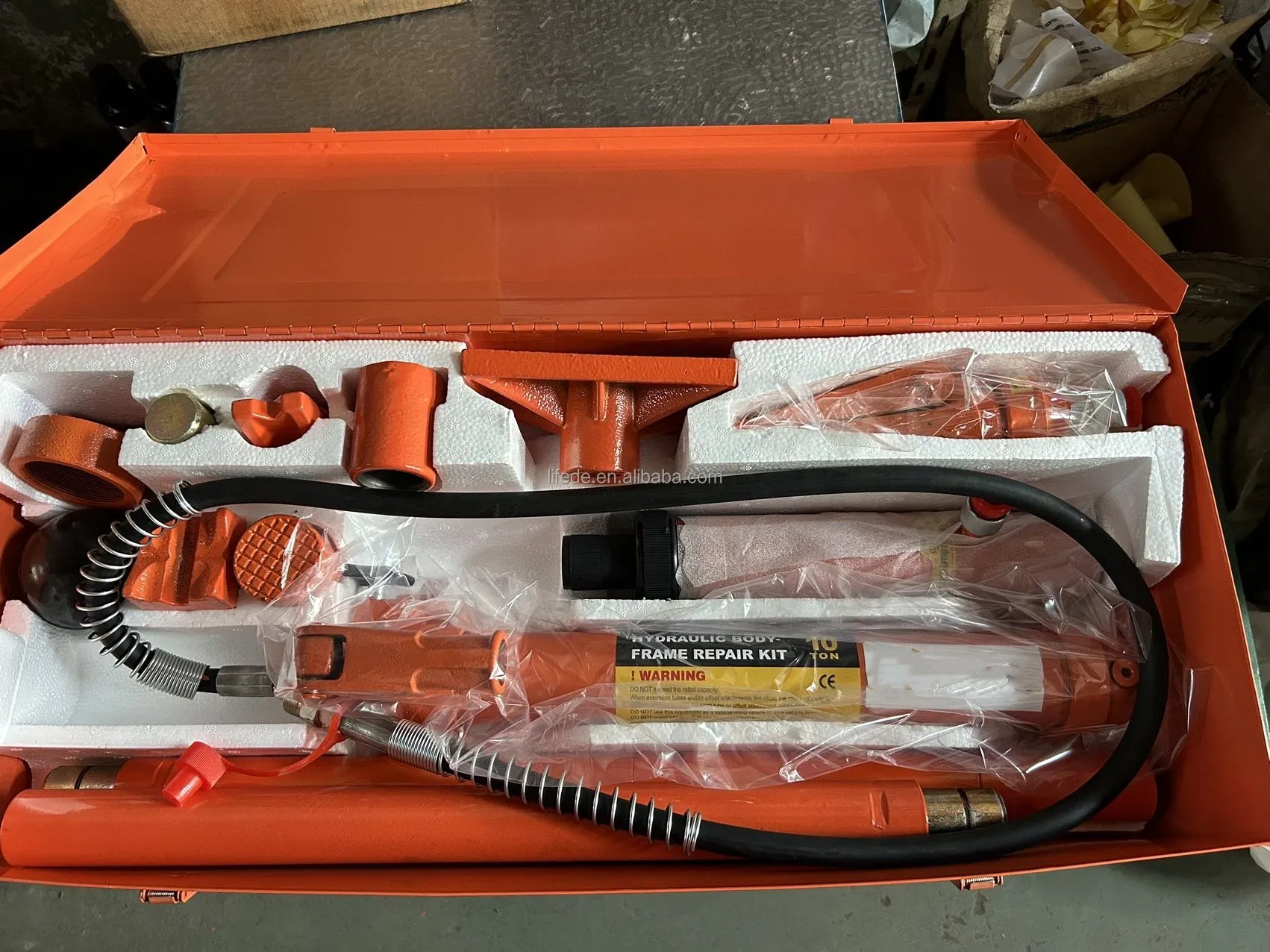 10-Ton Kit de Ferramentas Hidráulico Porta Power para Reparação de Estruturas de Carro com Caixa de Metal