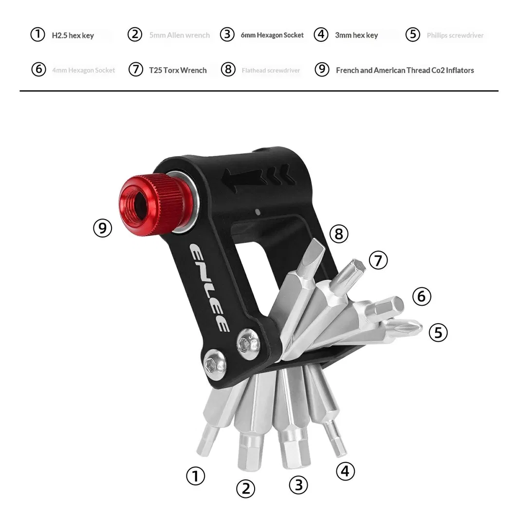 Enlee En55 Kit de Ferramentas Portátil para Reparação de Bicicleta Mini com CO2 Inflador para Manutenção de Bicicleta