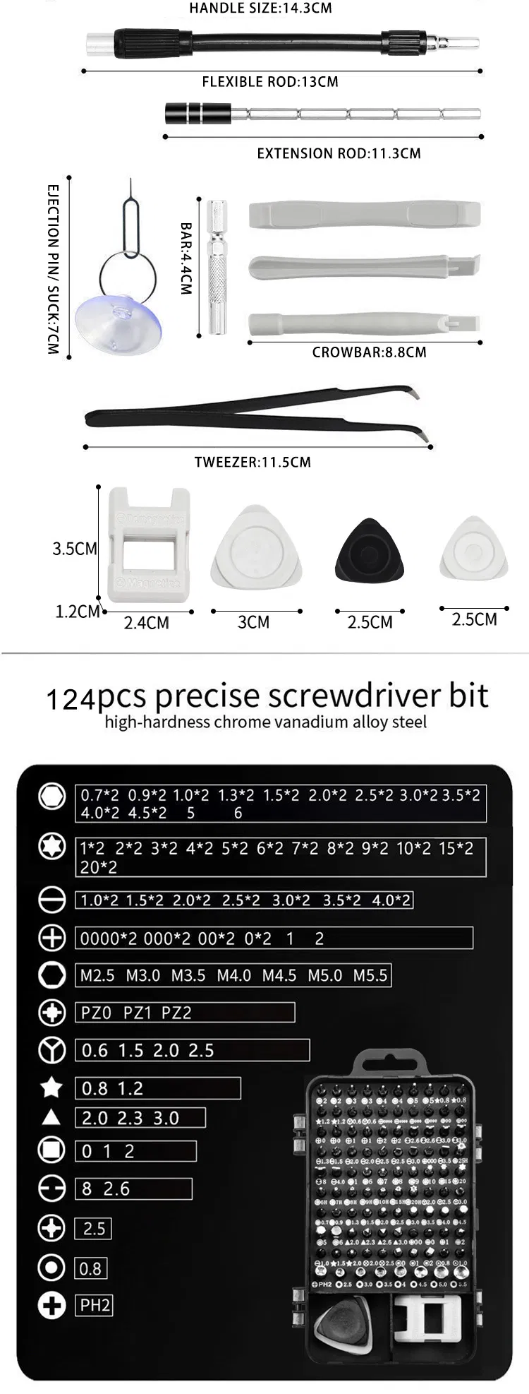 124 em Um Conjunto de Chaves de Fenda Kit de Ferramentas Ferramentas Móveis de Precisão Multi Bit Reparação de Celulares