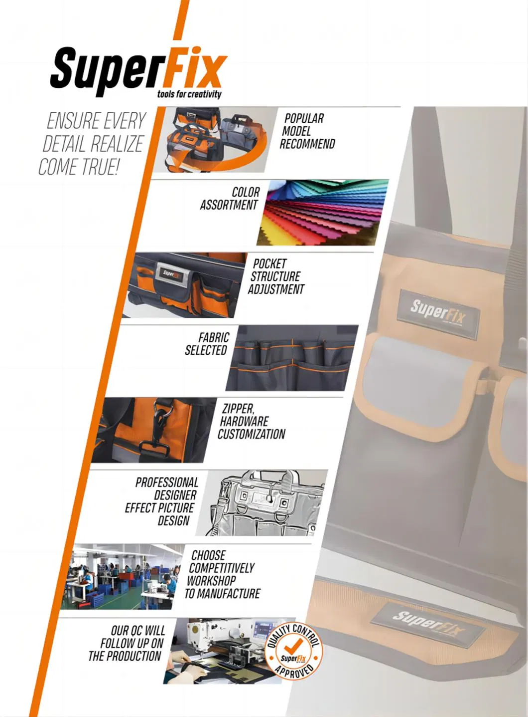 Kit de Ferramentas Multifuncional de Grande Capacidade, Hardware e Cabo Firmes, Alças Largas