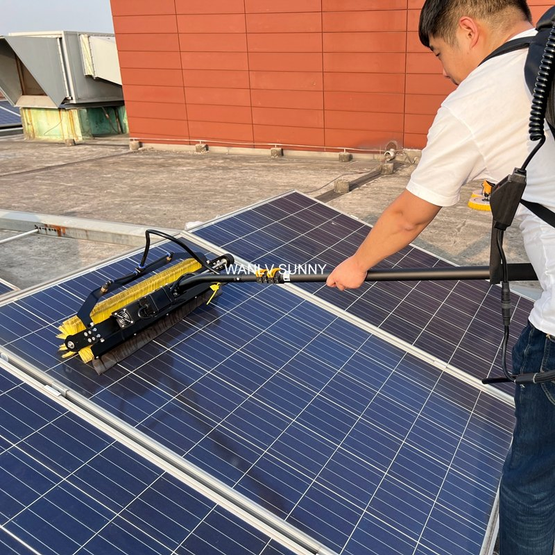 Kit de Escova de Limpeza de Painéis Solares Profissional com 12FT Cabo de Extensão