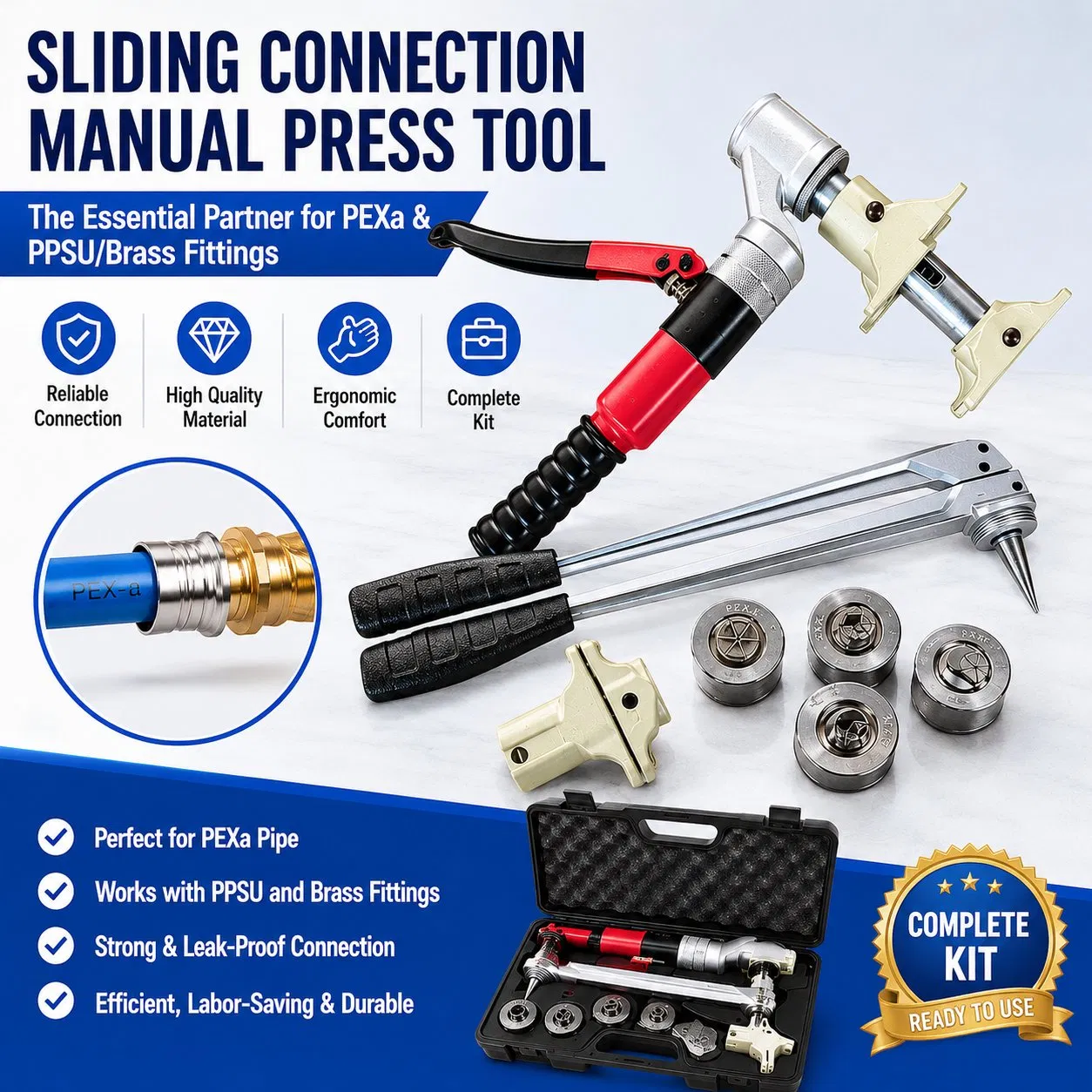 Ferramenta de Pressão Manual para Conexão Deslizante Ritable - Grau DIY 3-Year Garantia