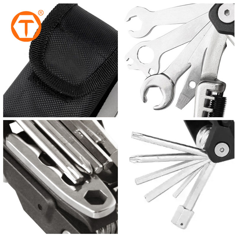 23 em 1 Conjunto de Ferramentas Multifuncionais de Reparação de Bicicleta em Aço Inoxidável Portátil com Bolsa