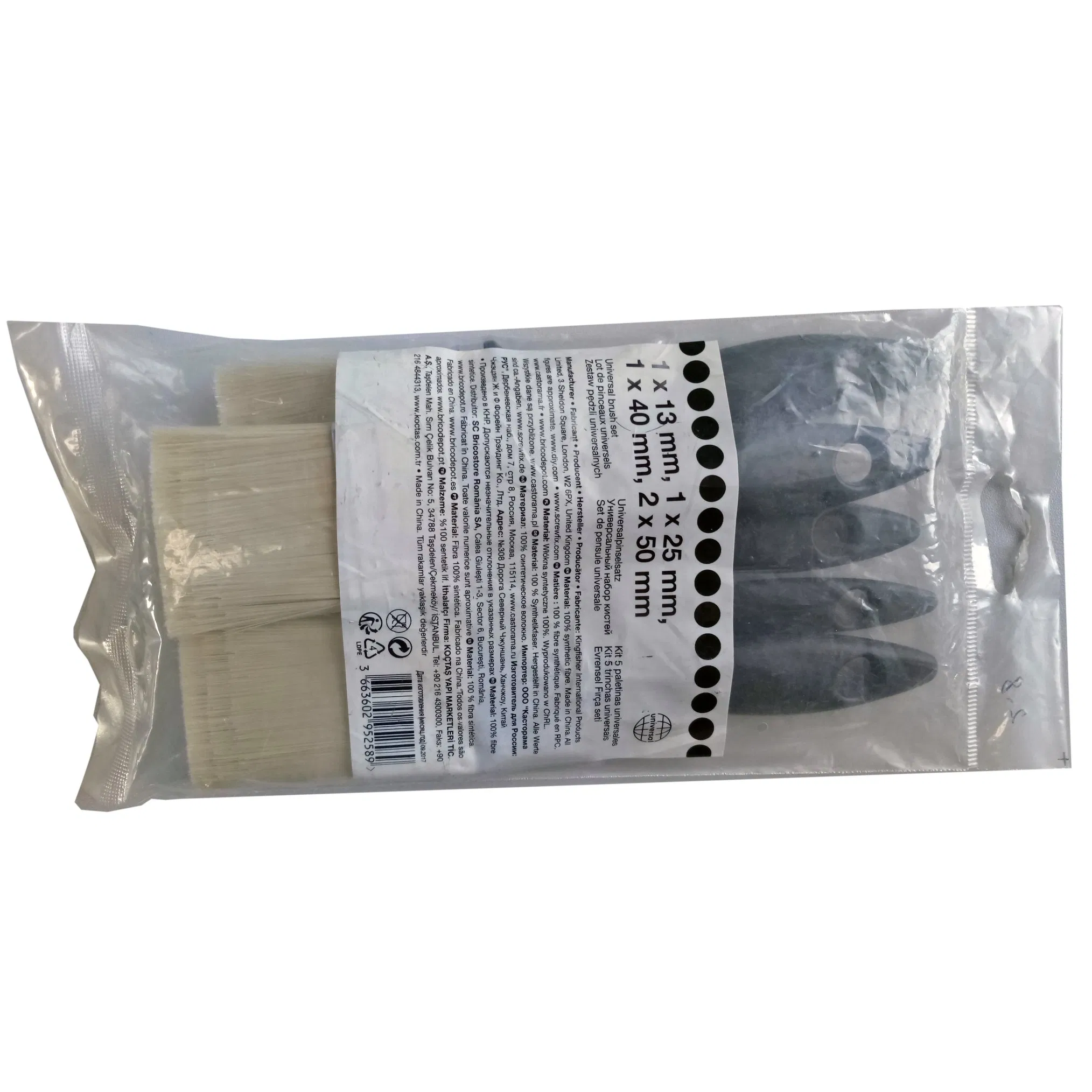 5PCS Kit Escova de Limpeza Universal com Cabo de Plástico de Fibra Sintética