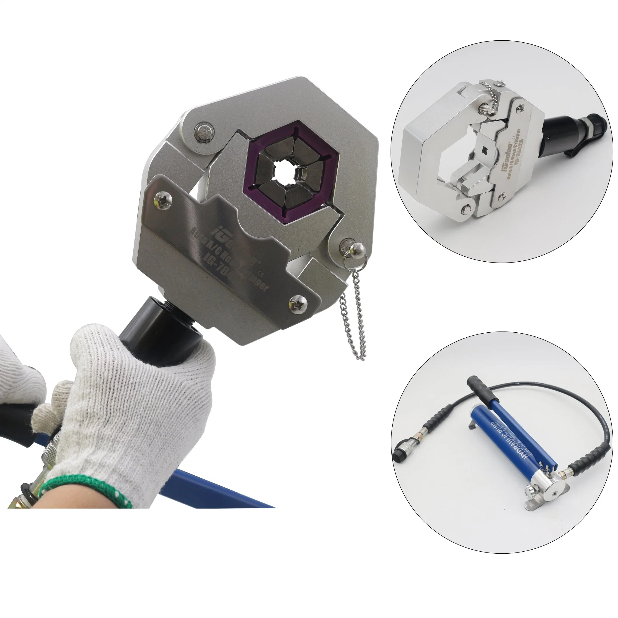 Kit de Crimpagem de Mangueiras Igeelee Ig-7842b Ferramenta Hidráulica para Reparar Tubos de Ar Condicionado para Reparo de Carros com Bomba