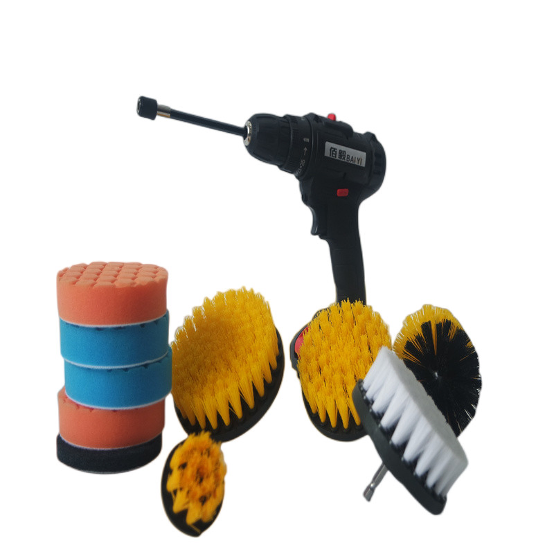 Escova de Limpeza para Carpete com Escova Rotativa de Potência e Acessório Longo Extensível, Conjunto de Almofadas para Polimento de Carros