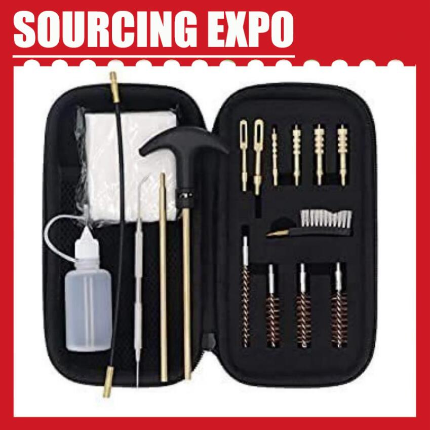 16PCS Kit Universal de Limpeza de Armas. 40.45.22 9mm Kit de Ferramentas de Limpeza de Armas de Brass com Escovas de Brass, Nylon e Plástico