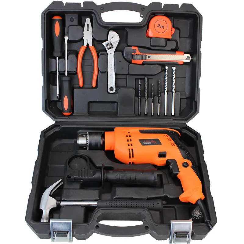 Conjunto de Ferramentas Manuais de Hardware para Reparação de Carros, Furadeira Elétrica de Impacto, Conjunto de Caixa de Ferramentas para Manutenção Elétrica à Venda