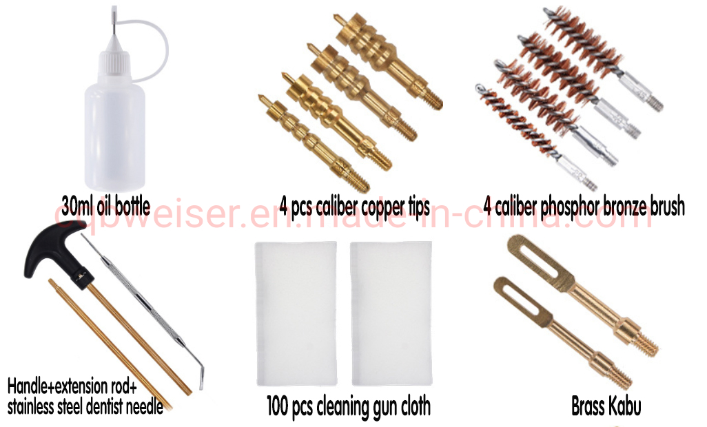 16PCS Kit Universal de Limpeza de Armas. 40.45.22 9mm Kit de Ferramentas de Limpeza de Armas de Brass com Escovas de Brass, Nylon e Plástico