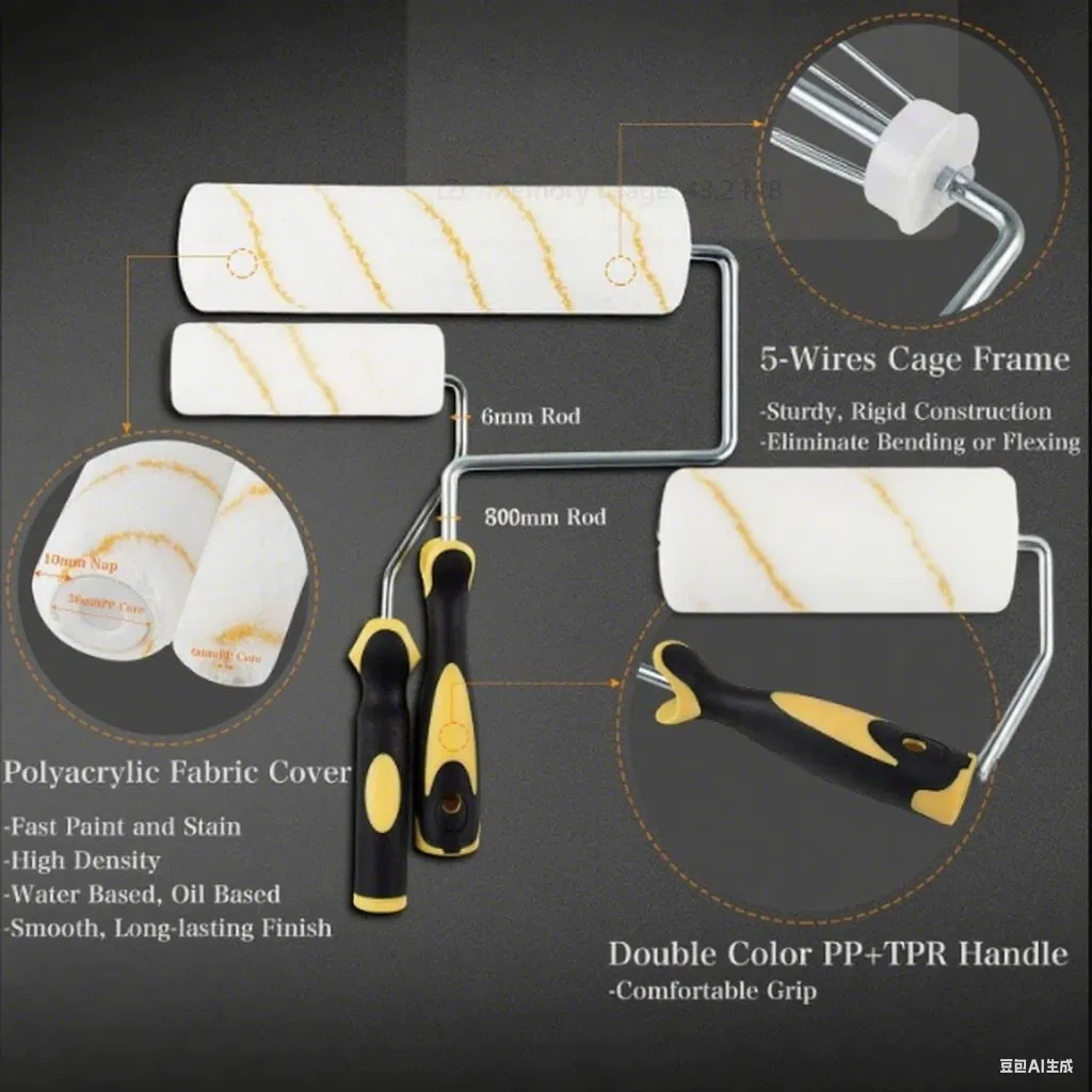 9PCS Kit de Rolo de Pintura para Decoração de Paredes de Férias Melhorias em Casa DIY
