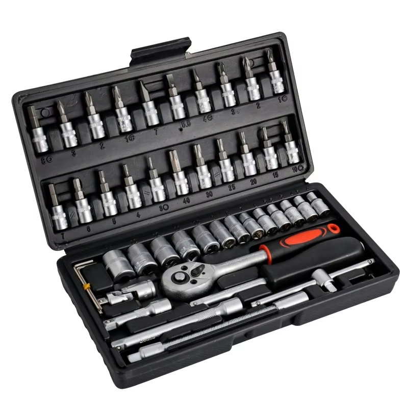 Conjunto de Ferramentas Manuais Conjunto de Ferramentas para Reparação de Carros Caixa de Ferramentas Mecânicas Conjunto de Chaves de Soquete Chave de Catraca e Chave de Fenda Kits-001