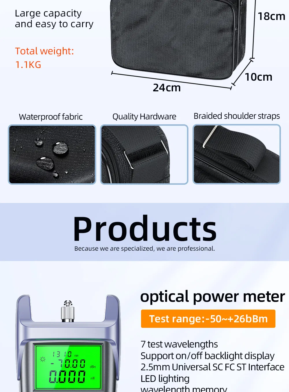 Kit Completo de Ferramentas para Emenda e Terminação de Fibra para Instalação e Manutenção de FTTH