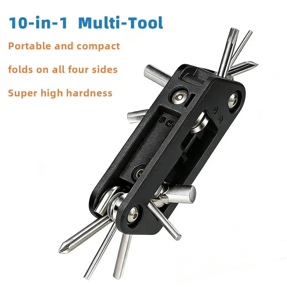 10-in-1 Kit de Reparação de Bicicleta com Chave Hexagonal e Chave de Fenda Portátil para Bicicleta Elétrica Ferramenta Multifuncional