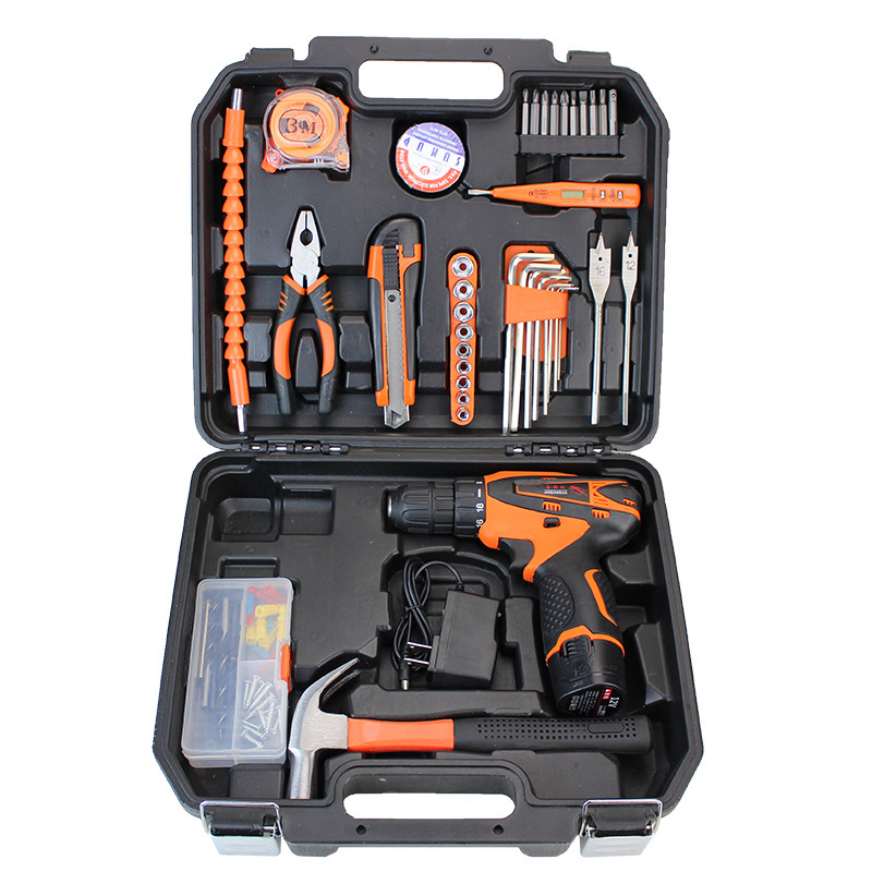 Conjunto de Ferramentas Manuais de Hardware para Reparação de Carros, Furadeira Elétrica de Impacto, Conjunto de Caixa de Ferramentas para Manutenção Elétrica à Venda