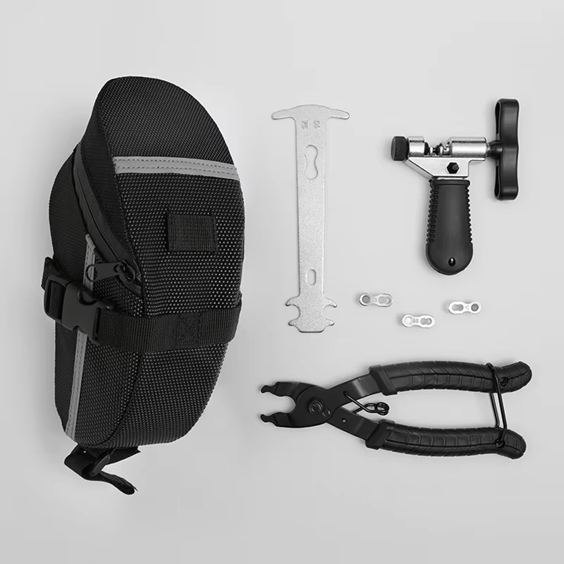 Conjunto de Acessórios Multifunção para Bicicleta, Kit de Reparação de Bicicleta, Kit de Ferramentas para Pneus com Mini Bomba e Bolsa de Selim para Bicicleta de Estrada e Montanha