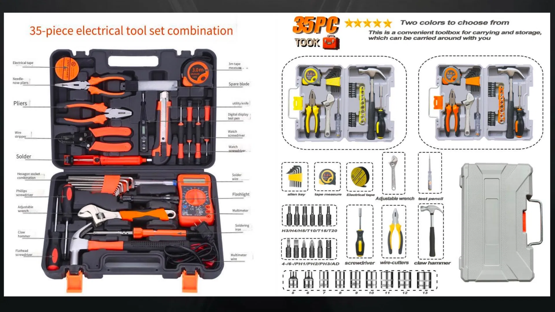 158PCS Kit de Ferramentas Mecânicas Profissionais Ferramentas Manuais
