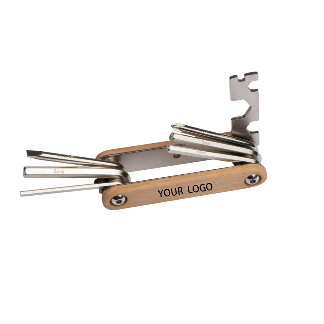 8 em 1 Ferramenta de Reparação de Bicicleta Portátil e Dobrável Mini Multitool com Logotipo Personalizado