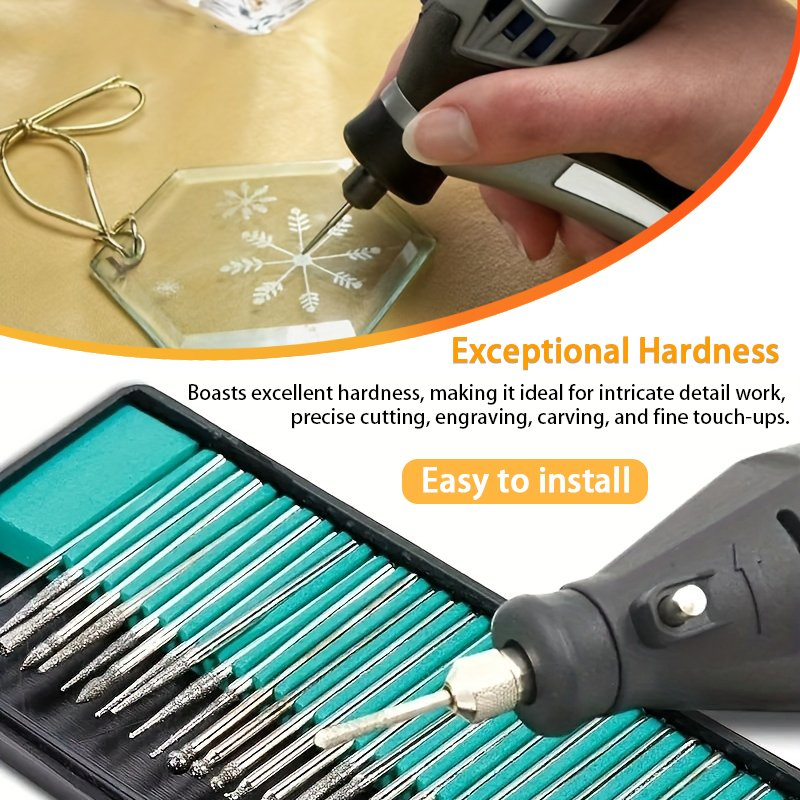 30PCS Conjunto de Brocas de Gravação em Diamante para Ferramenta Rotativa Metal Madeira Router Moagem Gravação Escultura