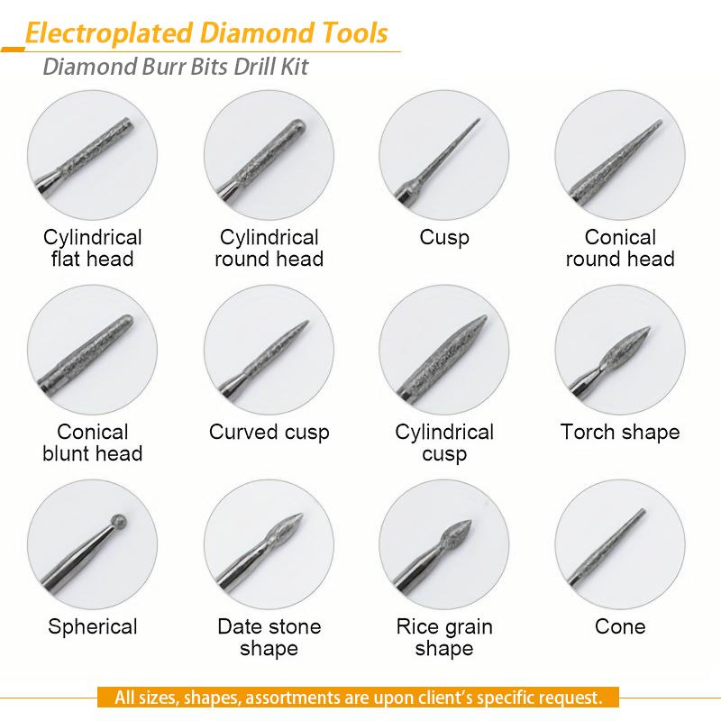 30PCS Conjunto de Brocas de Gravação em Diamante para Ferramenta Rotativa Metal Madeira Router Moagem Gravação Escultura