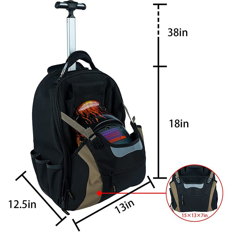 Kit de Ferramentas com Rodas e Barra de Puxar para Manutenção de Mochilas Masculinas de Alta Resistência