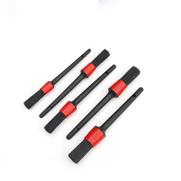 Kit de Limpeza de Carro com Escova de Detalhamento Multipropósito Escova Macia para Cuidados com o Carro Escova Preta para 5 PCS Conjunto
