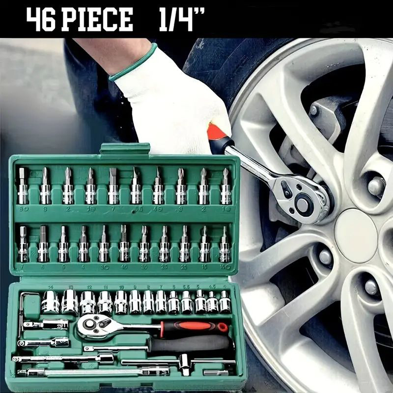 Conjunto de Chaves Mecânicas Automotivas Conjunto de Soquetes para Casa Ferramenta Manual Conjunto de Ferramentas para Reparação de Carros em Aço Carbono
