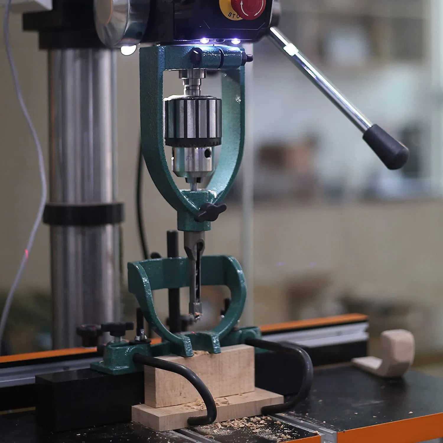 Conjunto de Acessórios para Furadeira com Broca de Mortise, Conjunto de Cinzel Oco para Furos Quadrados, Conjunto de Localizador para Furadeira de Bancada, Ferramentas para Mortise e Tenon para Marcenaria, Máquina de Tenon