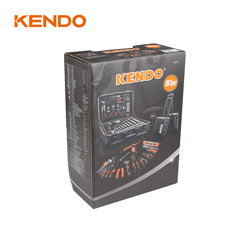 Conjunto de Ferramentas em Caixa de Alumínio Kendo 161PC para Reparos Domésticos e de Carros
