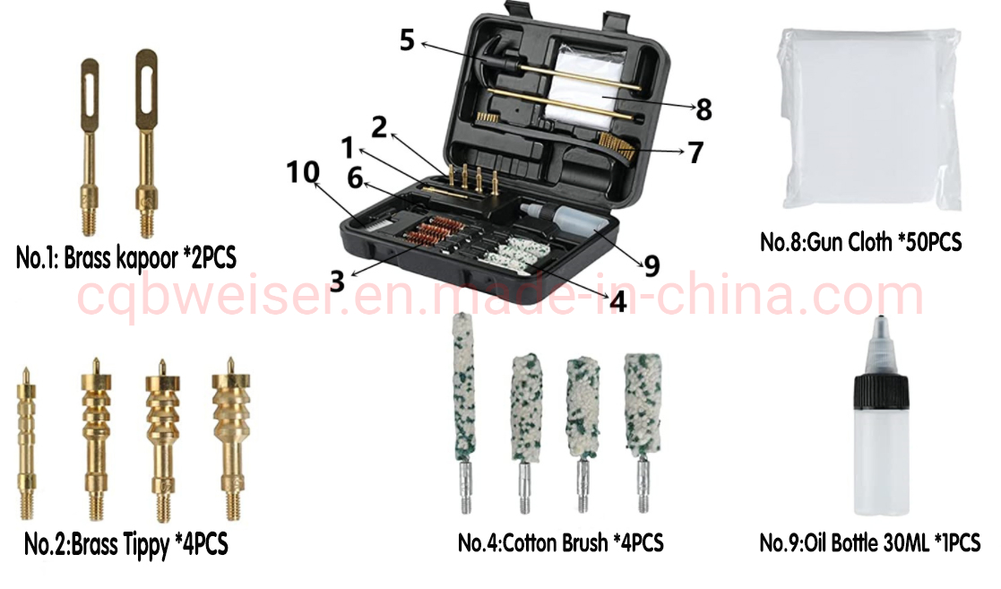 Kit de Escovas para Limpeza de Armas com Estojo Acessórios para Limpeza e Manutenção de Cano de Arma Corda de Limpeza Pacote Macio para Limpeza de Armas