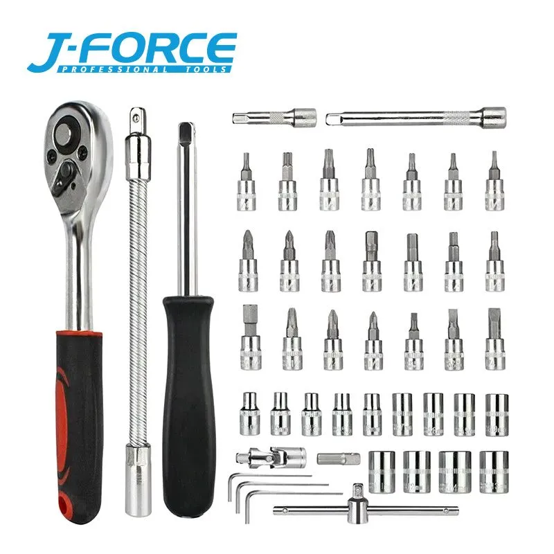 Conjunto de Soquetes de Impacto 46PCS 1/4 Conjunto de Soquetes Métricos Chave de Ratchet Conjunto de Chaves Torx
