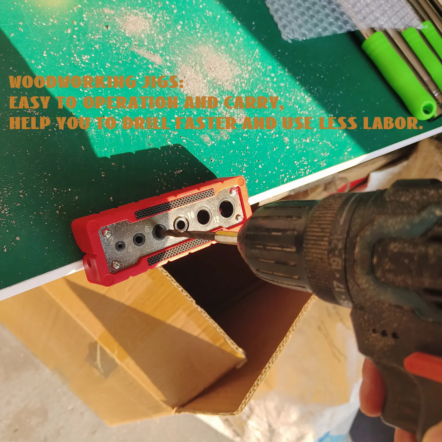 Kit de Jig de Buraco de Pocket para Marcenaria, Guia de Perfuração Ajustável, Ferramenta de Localização de Dowel para Perfuração de Furos Oblíquos e Retos