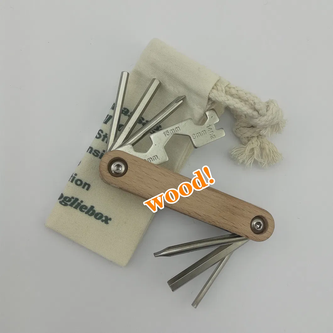 8 em 1 Ferramenta de Reparação de Bicicleta Portátil e Dobrável Mini Multitool com Logotipo Personalizado
