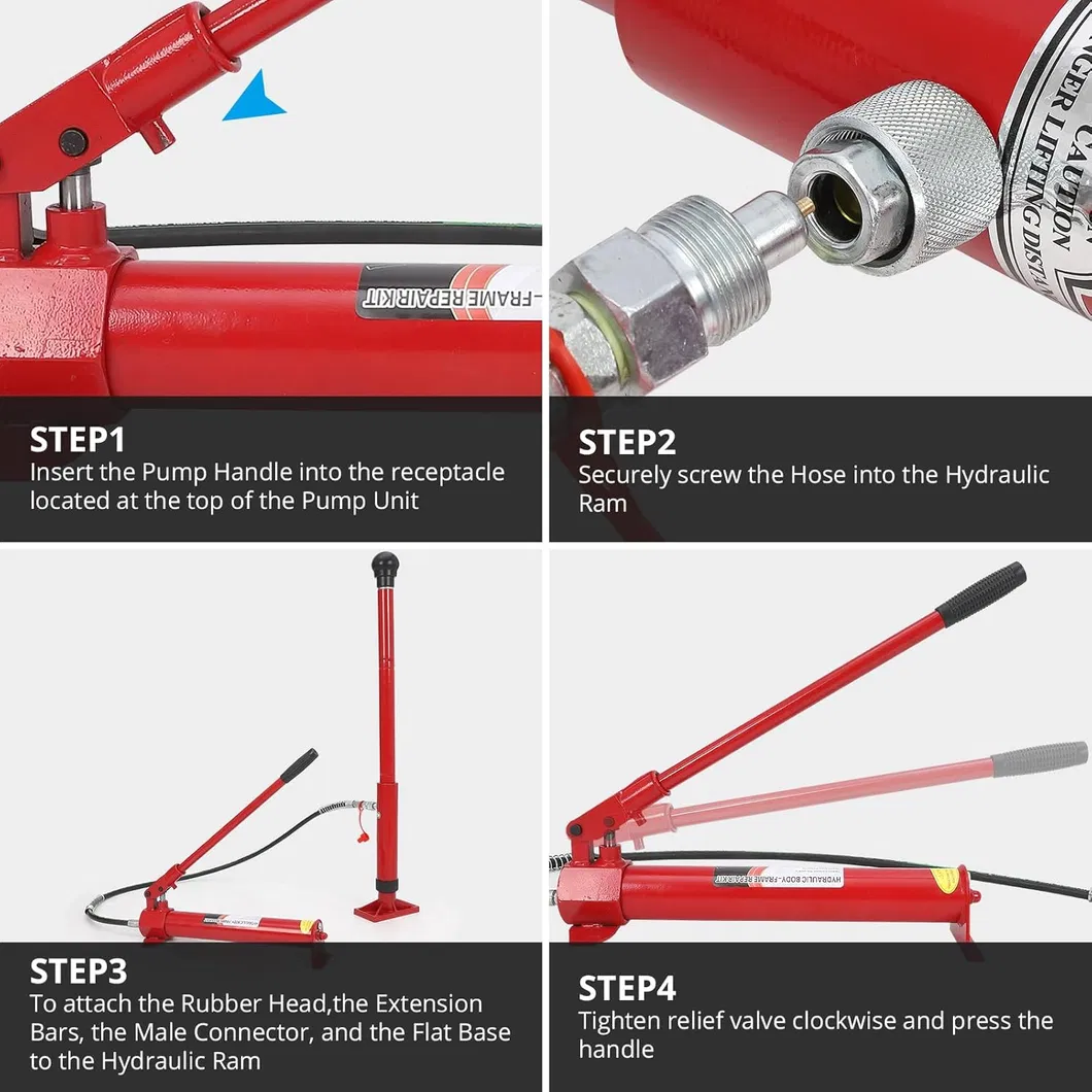 4 Kit de Reparação Ton Porta Power, Kit Hidráulico para Reparação de Carroceria, Ferramentas para Reparação de Estrutura Hidráulica
