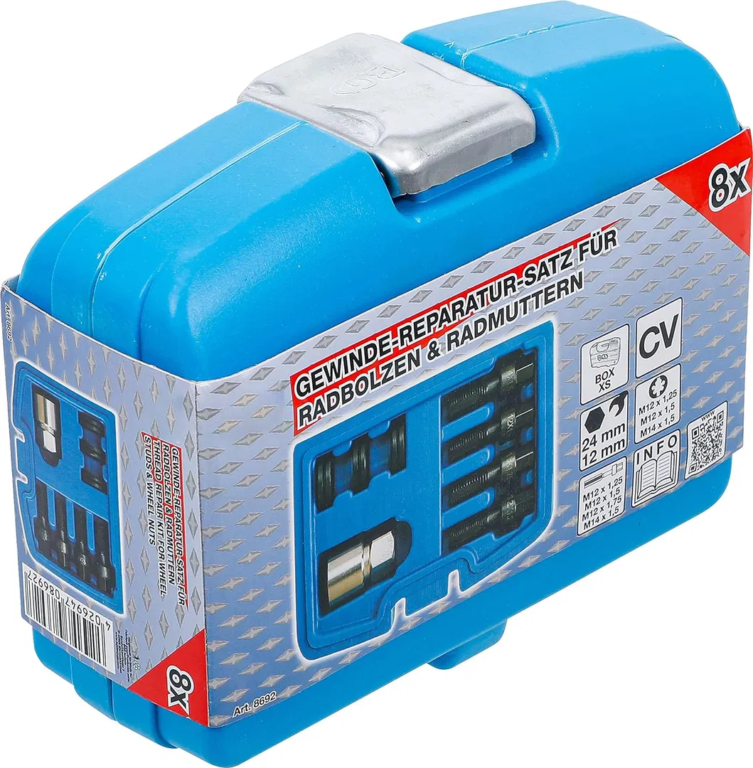 Kit de Reparação de Roscas para Estudantes de Roda e Porcas de Roda M12 & M14 8 PCS