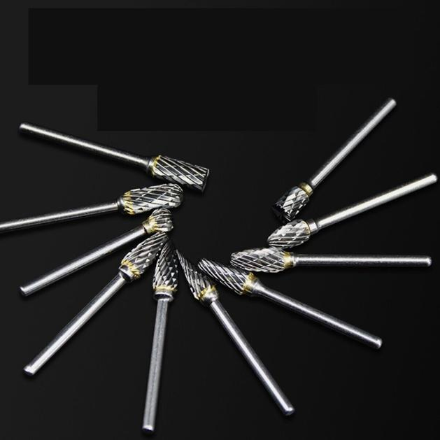 Conjunto de Brocas de Carboneto Compatível com Dremel Milwaukee 1/8" Haste 10PCS Kit de Ferramentas de Arquivo Rotativo Acessórios para Moedor de Die