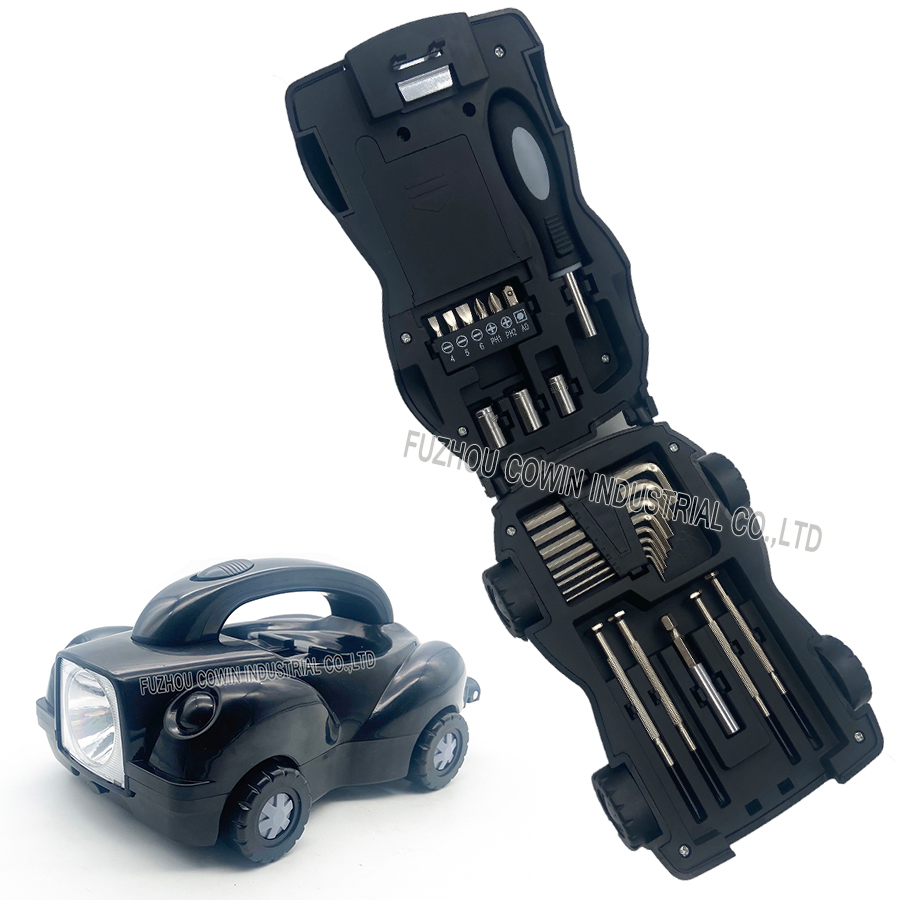 23 Conjunto de Ferramentas em Forma de Carro com Lanterna, Ferramenta Manual, Kit de Ferramentas para Casa, Presente para Negócios