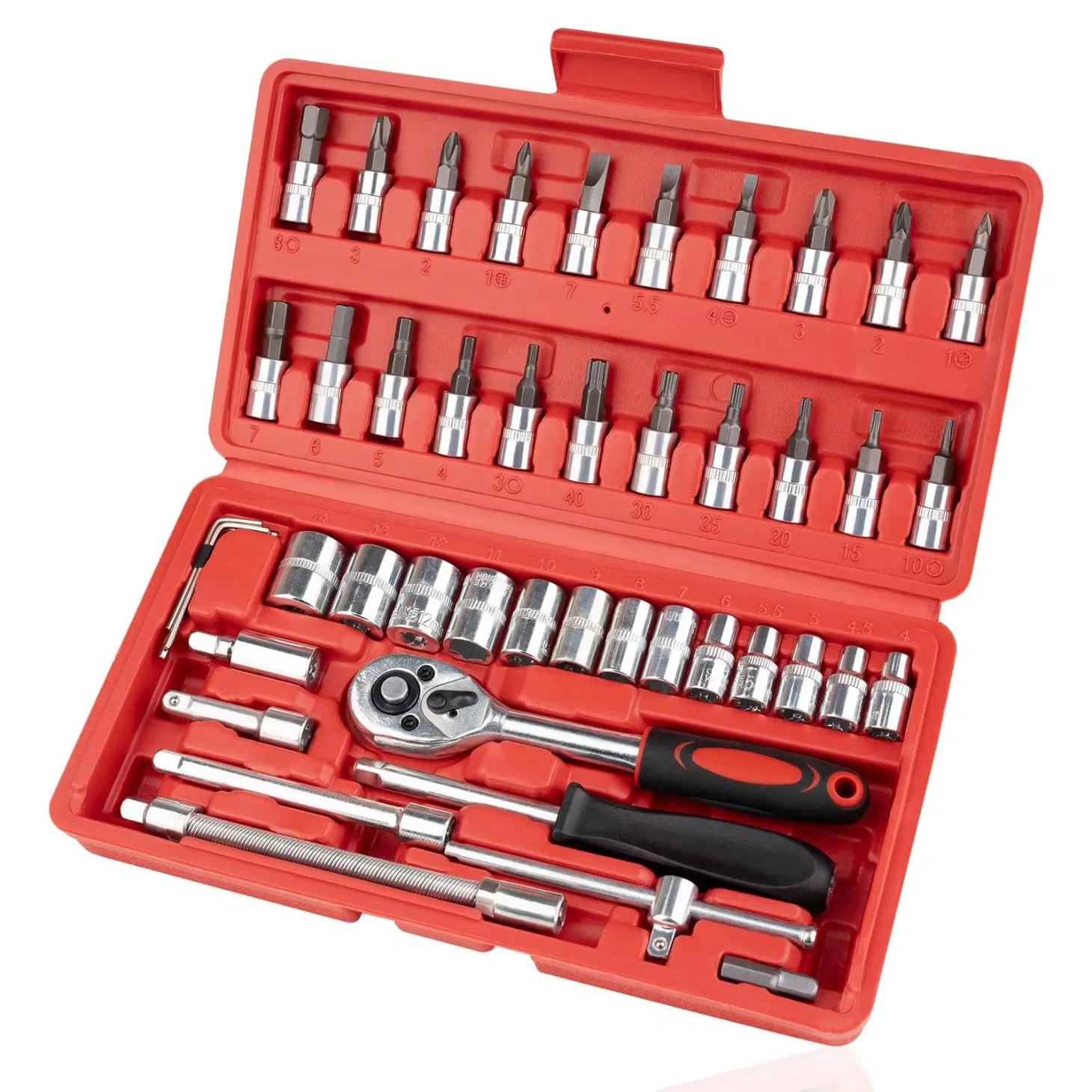 Conjunto de Ferramentas Manuais Conjunto de Ferramentas para Reparação de Carros Caixa de Ferramentas Mecânicas Conjunto de Chaves de Soquete Chave de Catraca e Chave de Fenda Kits-001