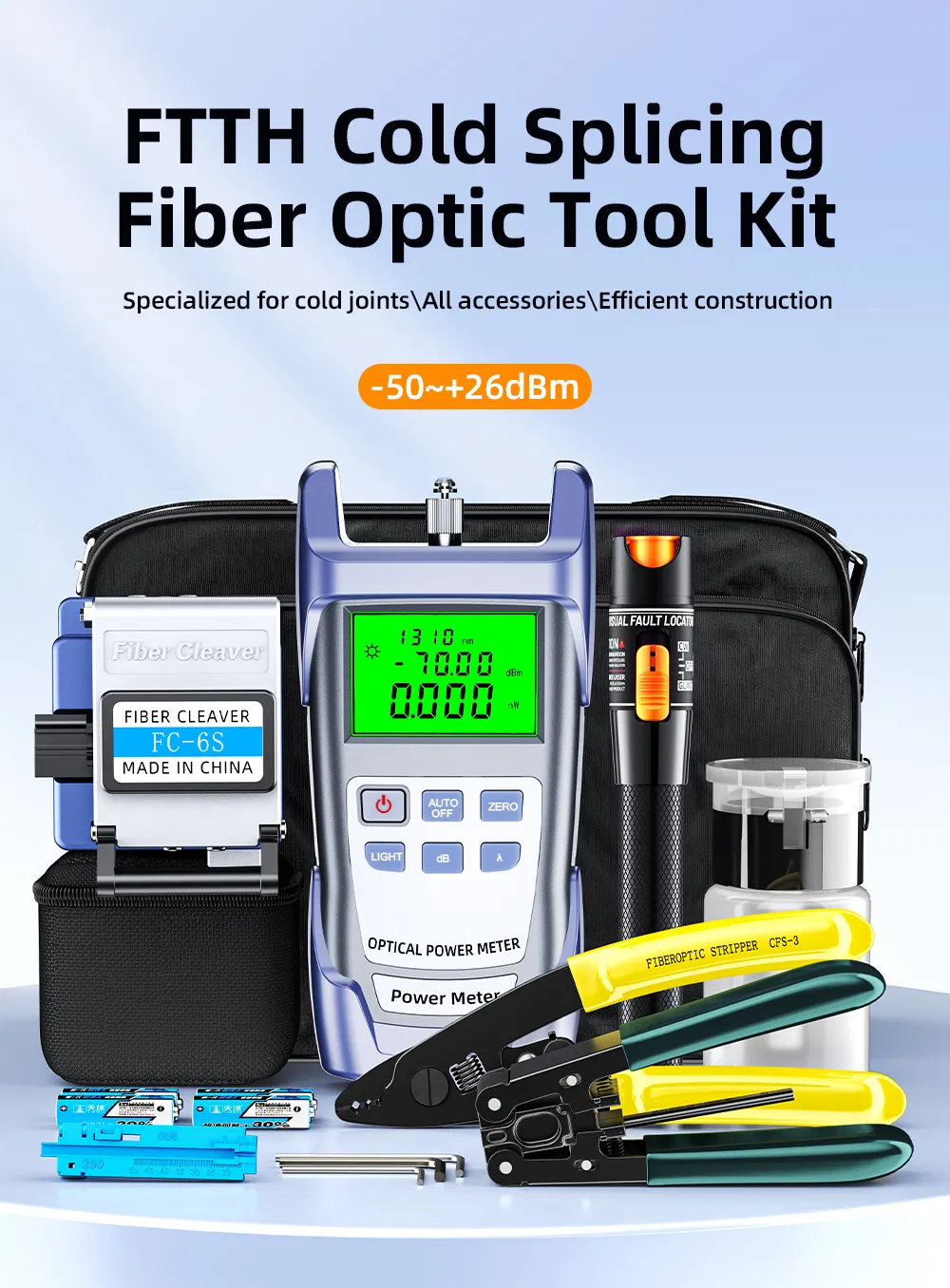 Kit Completo de Ferramentas para Emenda e Terminação de Fibra para Instalação e Manutenção de FTTH