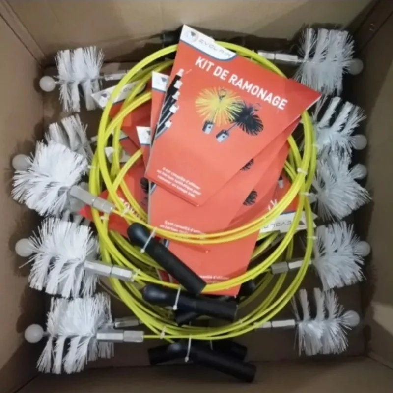Kit de limpeza de chaminé durável com escova de limpeza de parede interna de tubo de nylon verde para remoção de fiapos