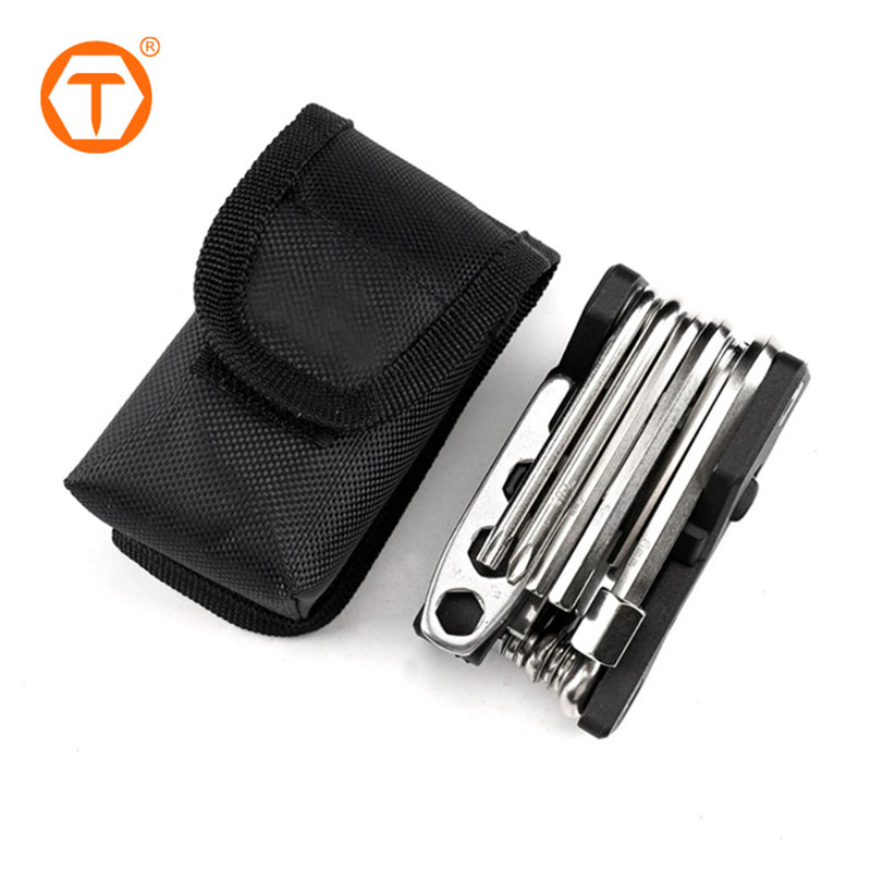 23 em 1 Conjunto de Ferramentas Multifuncionais de Reparação de Bicicleta em Aço Inoxidável Portátil com Bolsa